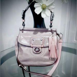 Coach Legacy Colorblock Willis Crossbody Bag Gray w/ Pink Accents EUC